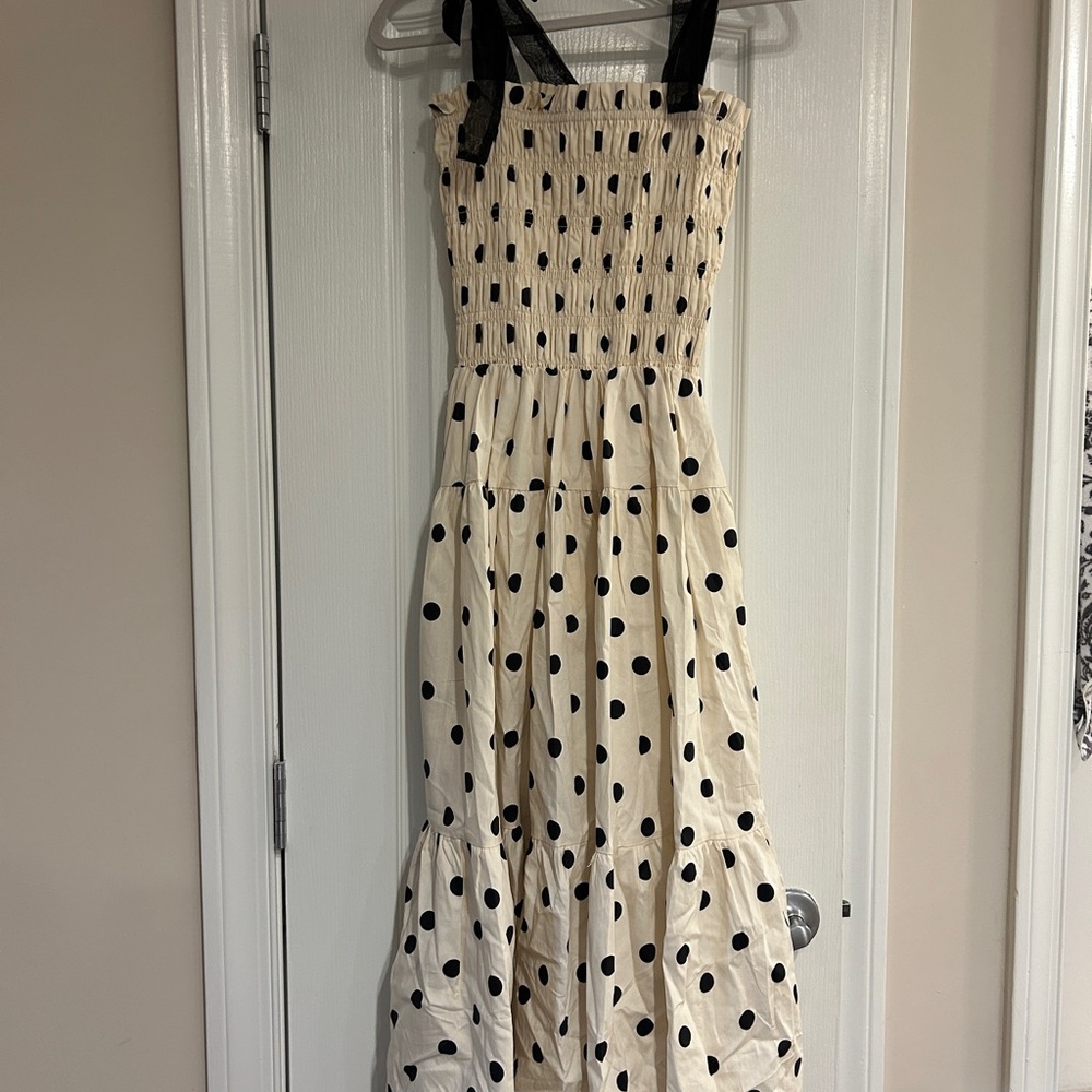 Polka Dot Sundress with Black Straps